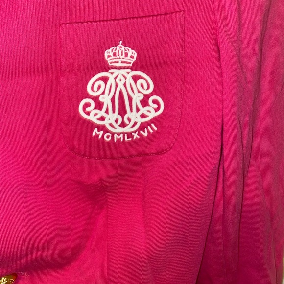 SOLD! Ralph Lauren Sport Jersey Pink Crown Crest Blazer Size 10 - Picture 9 of 9
